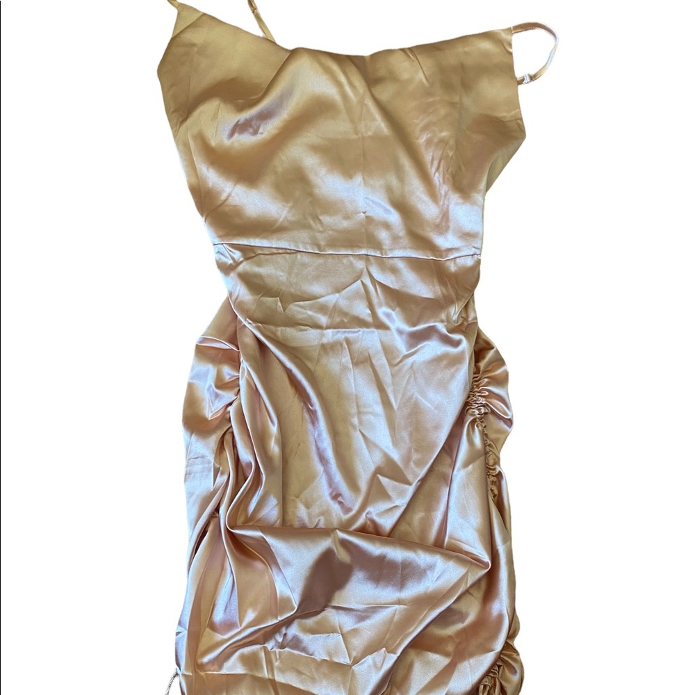 Satin pink night out dress